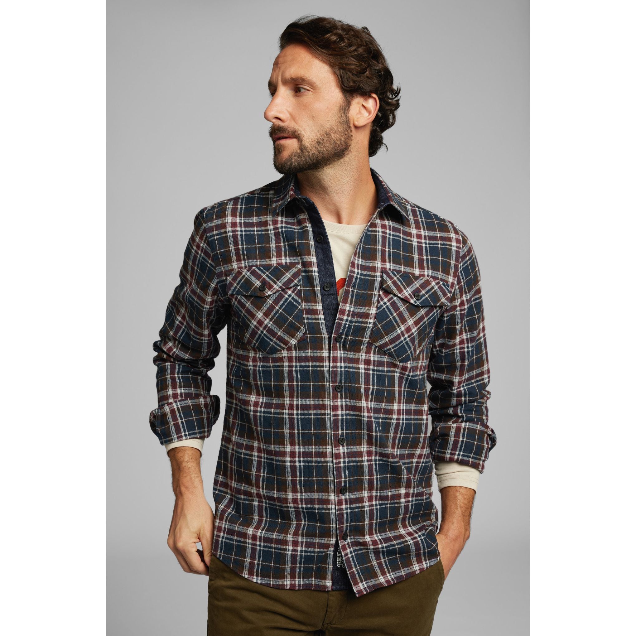 STIHL Skjorta PLAID FLANNEL blå / röd