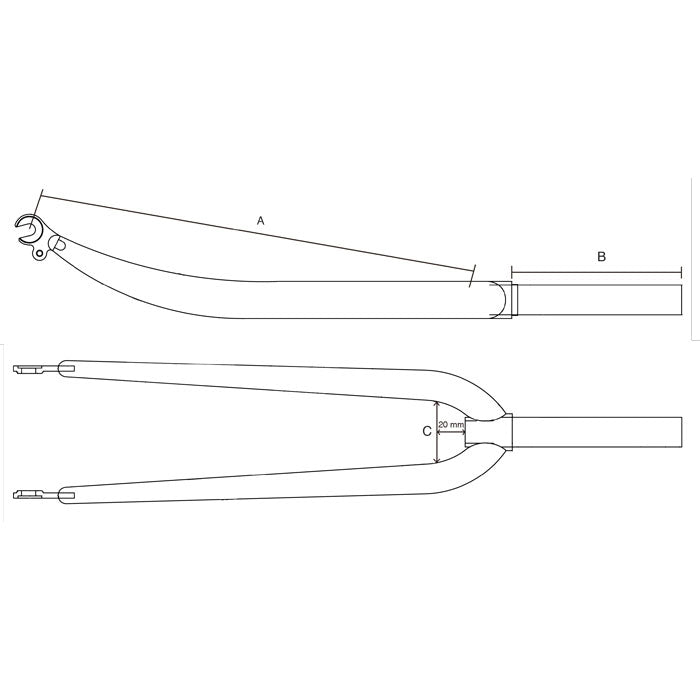 GAFFEL UNIV 28" M RULLBR.FÄSTE 7-70 SPEGELSVART