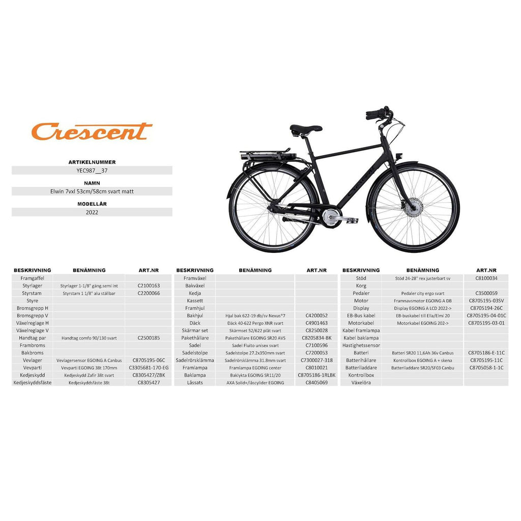 CRESCENT ELwin 7vxl - Svart Matt